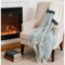 Homeroots 50" X 60" Blue And Ivory Cotton Woven Color Block Throw Blanket with Fringe 518807 - alternate 4