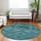 Homeroots 8' Teal Blue And Aqua Round Floral Washable Indoor Outdoor Area Rug 588914 - alternate 4