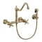 Whitehaus Collection Vintage III Plus Wall Mount Faucet with a  Long Traditional Swivel Spout, and Solid Brass Side Spray WHKWCR3-9402-NT-AB - alternate 1