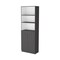 Homeroots 71" Gray And White Wood Three Tier Bookcase with Two Doors 546197 - alternate 1