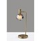 Homeroots 18" Antiqued Brass Metal Cylinder Desk Table Lamp With Gray Globe Shade With Starling LED Bulb 524633 - alternate 3