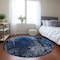 Homeroots 8' Navy Blue And Denim Blue Round Abstract Washable Indoor Outdoor Area Rug 577231 - alternate 5