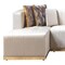 Homeroots Ivory Velvet U Shaped Three Piece Sofa and Chaise Sectional With Toss Pillows 643878 - alternate 5