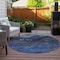 Homeroots 8' Denim Blue And Sky Blue Round Abstract Washable Indoor Outdoor Area Rug 577819 - alternate 4