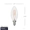 Bulbrite LED Filament, 6.5 Watt Dimmable B11 Light Bulb, Clear Glass Finish, E12 Base, 4000K, 750 Lumens, 4PK 862308 - alternate 3
