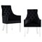 Homeroots Set of Two Tufted Black and Clear Upholstered Velvet Dining Arm Chairs 543545 - alternate 7