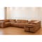 Homeroots Chestnut Italian Leather Power Reclining U Shaped Eight Piece Sectional With Console 634670 - alternate 8