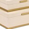 Homeroots Set of Two Cream And Gold Striped Nesting Storage Boxes With Lids, 2PK 712926 - alternate 3