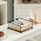 Basicwise Flat Metal Square Napkin Holder with Weighted Arm and a Wooden Tray Perfect for Adorning QI004650 - alternate 5