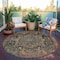 Homeroots 8' Brown Round Medallion Washable Indoor Outdoor Area Rug 608030 - alternate 5