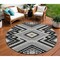 Homeroots 8' Black Gray And Ivory Round Tribal Washable Indoor Outdoor Area Rug 598096 - alternate 1