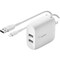 Belkin BOOST CHARGE Dual USB-A Wall Charger + Lightning to USB-A Cable, White WCD001DQ1MWH - alternate 6