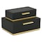 Homeroots Set of Two Black And Gold Nesting Decorative Storage Boxes With Lids, 2PK 712919 - alternate 1