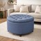 Niche Knight 28 in Large Round Pintucked Storage Ottoman with Lift off lid - Powder Blue N6270PB - alternate 4