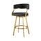 Homeroots 26" Black and Gold Faux Leather and Stainless Steel Low Back Counter Height Swivel Bar Chair 569176 - alternate 3