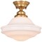Vaxcel VAXCEL Huntley 12-in W Brass Farmhouse Schoolhouse Semi Flush Mount Ceiling Light White Glass C0261 - alternate 1