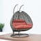 Leisuremod Beige Wicker Hanging 2 person Egg Swing Chair with Dark orange Cushions ESCBG-57DOR - alternate 5