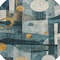 Homeroots 8' Teal Blue Ivory And Gold Round Geometric Washable Indoor Outdoor Area Rug 604508 - alternate 4
