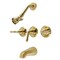 Kingston Brass Triple-Handle Tub and Shower Faucet, Brushed Brass KB237 - alternate 1