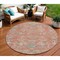 Homeroots 8' Coral Charcoal And Gray Round Floral Washable Indoor Outdoor Area Rug 605469 - alternate 1