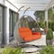 Leisuremod Beige Wicker Hanging 2 person Egg Swing Chair with Orange Cushions ESCBG-57OR - alternate 3