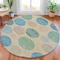Homeroots 8' Teal Blue Ivory And Pale Aqua Round Geometric Washable Indoor Outdoor Area Rug 630593 - alternate 4