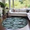 Homeroots 8' Teal Blue Aqua And Charcoal Round Southwestern Washable Indoor Outdoor Area Rug 587832 - alternate 5