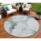 Homeroots 8' Teal Blue Silver And Gray Round Abstract Washable Indoor Outdoor Area Rug 582688 - alternate 1