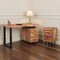 Homeroots 54" Brown and Black Solid Wood and Metal Writing Desk and Bookshelf Set With Three Drawers 634362 - alternate 5