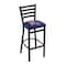 Holland Bar Stool Co 30" Blk Wrinkle Louisiana Tech Stationary Bar Stool, Ladder Back L00430LaTech - alternate 1