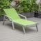 Leisuremod Marlin Grey Aluminum Patio Chaise Lounge Chair With Arms Set of 2 with Square Fire Pit Table, Green MLAGRCF21-77G2 - alternate 5