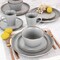 Elama Louis 16 Piece Stoneware Dinnerware Set in Matte Slate with Gold Rim ELM-LOUIS16 - alternate 8