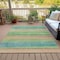 Homeroots 9' X 12' Artichoke Green Peach And Teal Blue Striped Washable Indoor Outdoor Area Rug 631195 - alternate 3