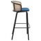 Leisuremod Ervilla Wicker Bar Stool with Fabric Seat and Black Powder Coated Steel Frame, Navy Blue, 2PK EBBL-31NBU2 - alternate 9