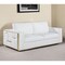Homeroots 89" White Italian Leather Sofa With Brass Legs 534164 - alternate 1
