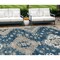 Homeroots 9' X 12' Navy Blue Beige And Ivory Medallion Washable Indoor Outdoor Area Rug 589012 - alternate 1