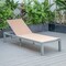 Leisuremod Marlin Grey Aluminum Patio Chaise Lounge Chair with Square Fire Pit Table, Light Brown MLGRCF21-77LBR - alternate 5