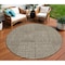 Homeroots 8' Brown And Beige Round Geometric Washable Indoor Outdoor Area Rug 596910 - alternate 1