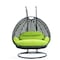 Leisuremod Charcoal Wicker Hanging 2 person Egg Swing Chair with Light Green Cushions ESCCH-57LG - alternate 1
