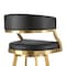 Homeroots 26" Black and Gold Faux Leather and Stainless Steel Low Back Counter Height Swivel Bar Chair 569176 - alternate 4