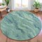 Homeroots 8' Teal Blue And Ivory Round Abstract Washable Indoor Outdoor Area Rug 631319 - alternate 5
