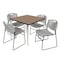 Regency Square Kahlo Breakroom Table W/ 4 Zeng Stack Chairs, 42 in W, 42 in L, Noble Oak TPL4242NOCM44GY - alternate 1