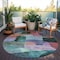 Homeroots 8' Green Purple And Blue Round Abstract Washable Indoor Outdoor Area Rug 604368 - alternate 6