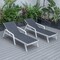 Leisuremod Marlin Patio Chaise Lounge Chair with Armrests in White Aluminum Frame, Black, 2PK MLAW-77BL2 - alternate 6