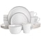 Elama Arthur 16 Piece Stoneware Dinnerware Set in Matte White with Gold Rim ELM-ARTHUR16 - alternate 1