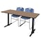 Regency Cain T-Base Training Seminar Table W/ 2 Zeng Stack Chairs, 60 in W, 24 in L, Noble Oak MTRCT6024NO44BE - alternate 1