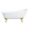 Kingston Brass 61" Cast Iron Oval Single Slipper Clawfoot Tub, No Faucet Drillings, White/Brushed Brass NHVCTND653129B7 - alternate 1