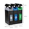 Commercial Zone Products Avante Series Triple Stream Black Trash/Recycling/Composting 30 Gallon Narrow Containers w/ Canopy 787306MSA - alternate 3