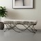 Homeroots 55" Gray and Gold Chenille and Metal Upholstered Bench 606737 - alternate 1
