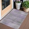 Homeroots 3' X 5' Purple Lavender And Gray Striped Washable Indoor Outdoor Area Rug 588064 - alternate 1